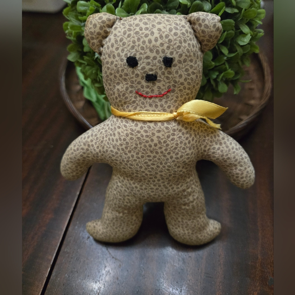 Handcrafted Brown Stuffed Bear with Yellow Bow